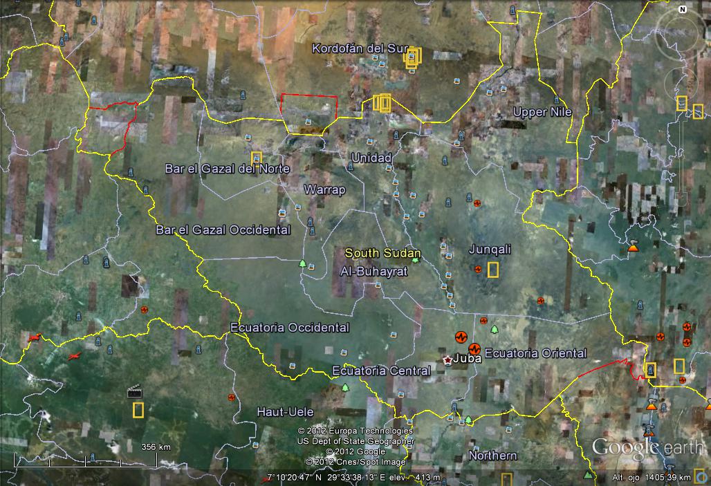 Google Earth ya marca las fronteras de Sudan del Sur 1