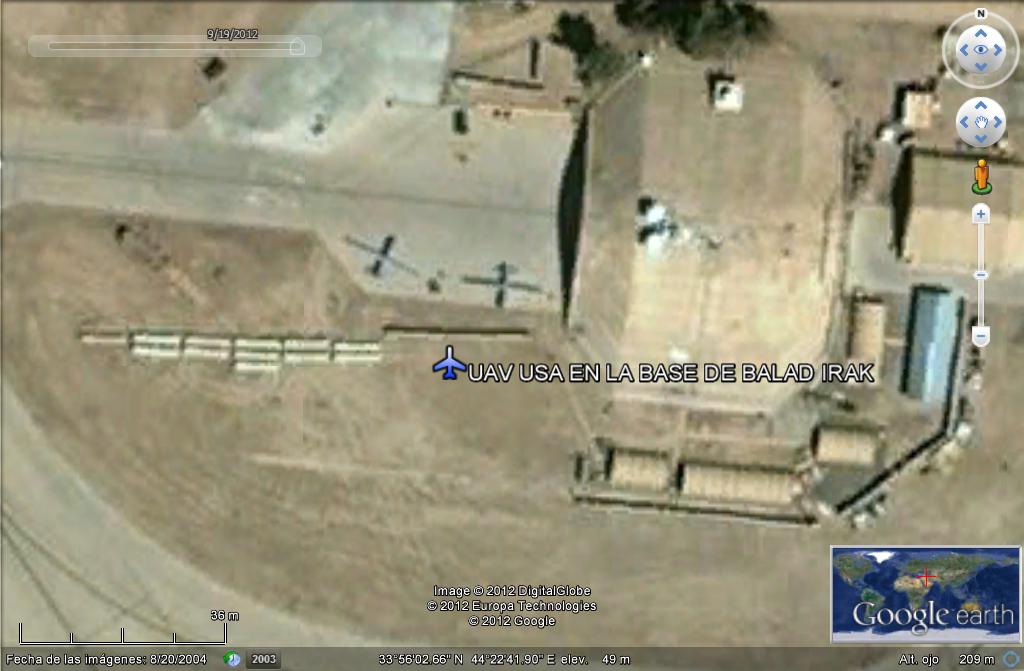 uav usa en la base de balad irak 0 - UAV, Drones: Aviones no tripulados cazados con Google Earth