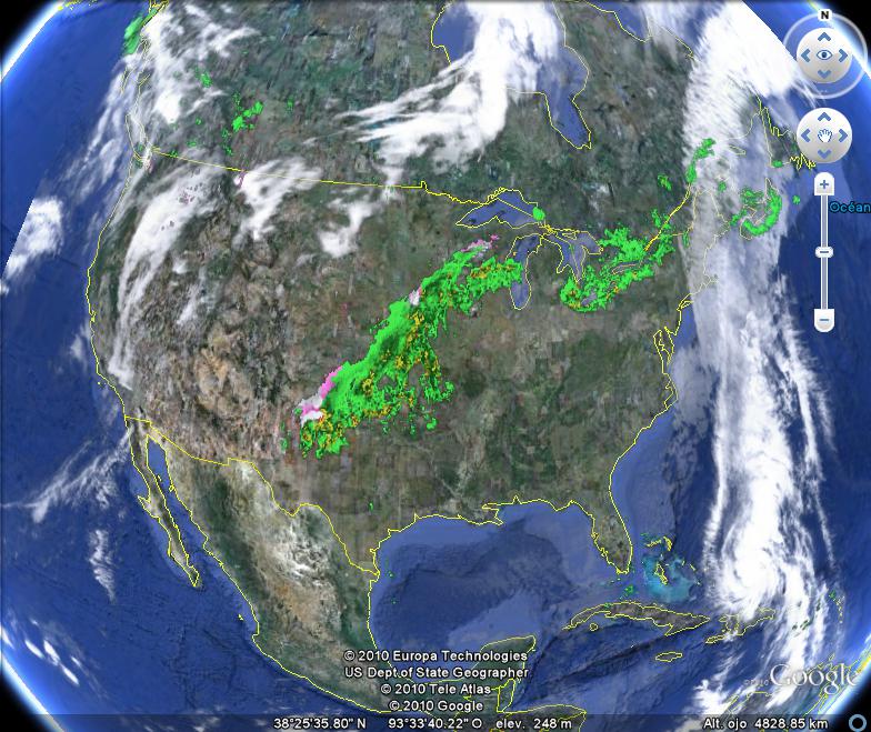 3 Imagen Google Earth con radar doppler - Errores en capa de Nubes "congeladas" o desactualizada