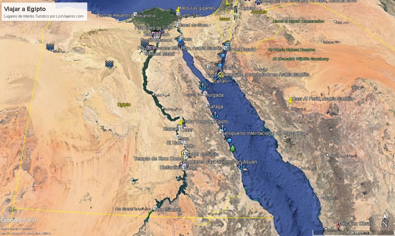 Mapa de atractivos turísticos de Egipto - Viajar a Egipto 🗺️ Foros de Google Earth y Maps